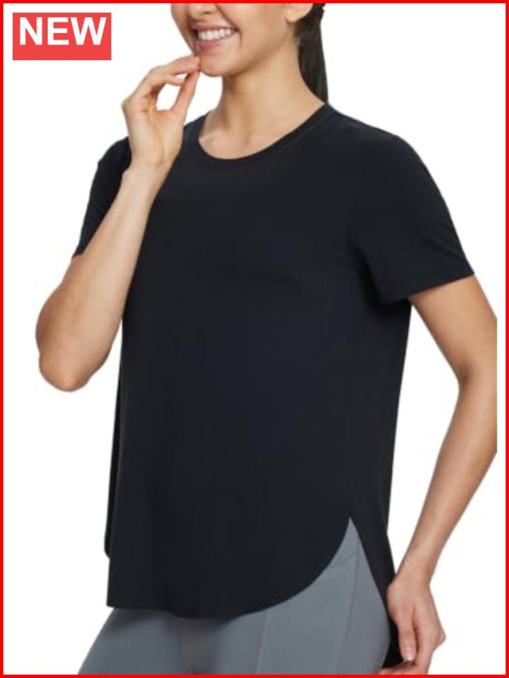 Women's Loose Fit Short Sleeve Workout Top Athletic T-Shirt High Low Hem
